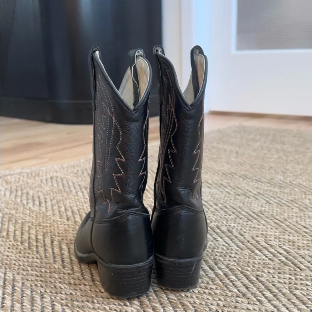 Old West Kids Black‎ Western Pull On Boots Size 12.5